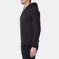 Felpa con cappuccio zip in piqué nera da uomo