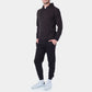 Felpa con cappuccio zip in piqué nera da uomo