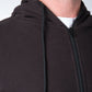 Felpa con cappuccio zip in piqué nera da uomo