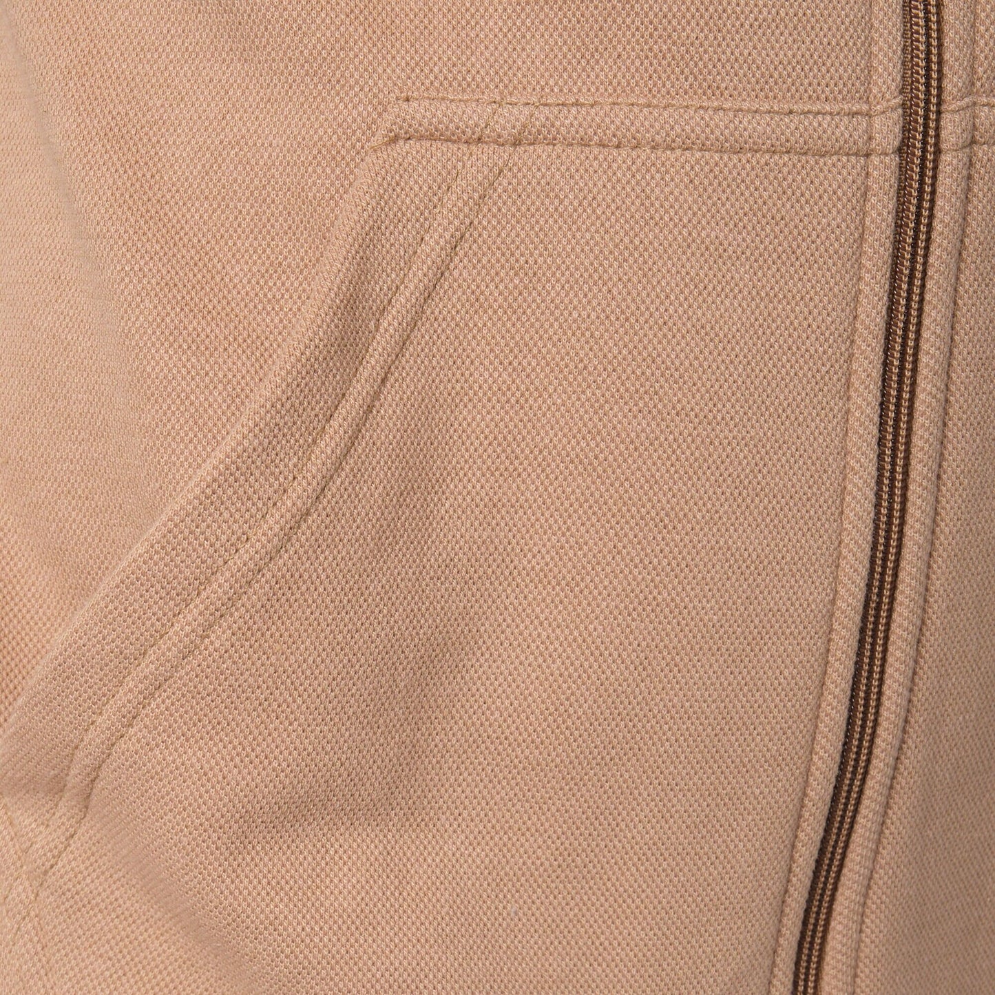 Felpa con cappuccio e zip in maglia piqué color tortora Satoru