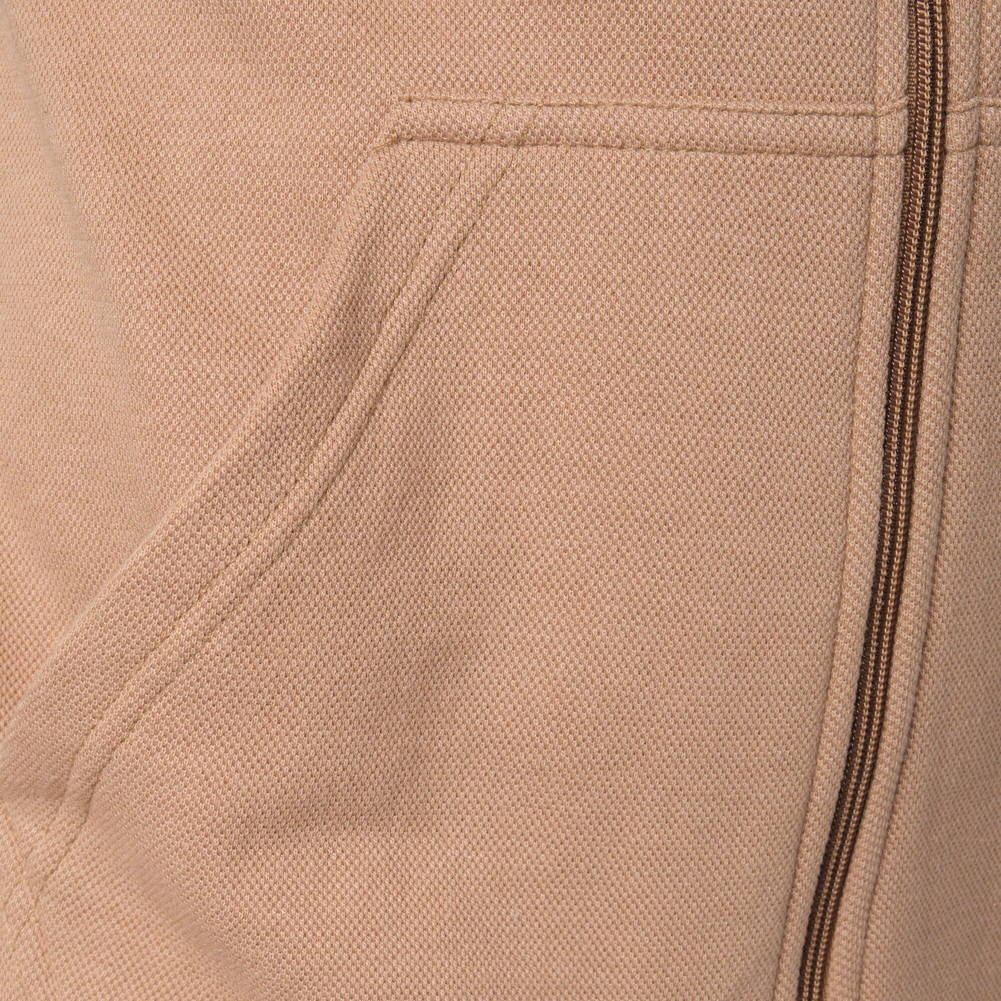 Felpa con cappuccio e zip in maglia piqué color tortora Satoru