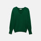 Maglione verde a maglia rasata con scollo a V