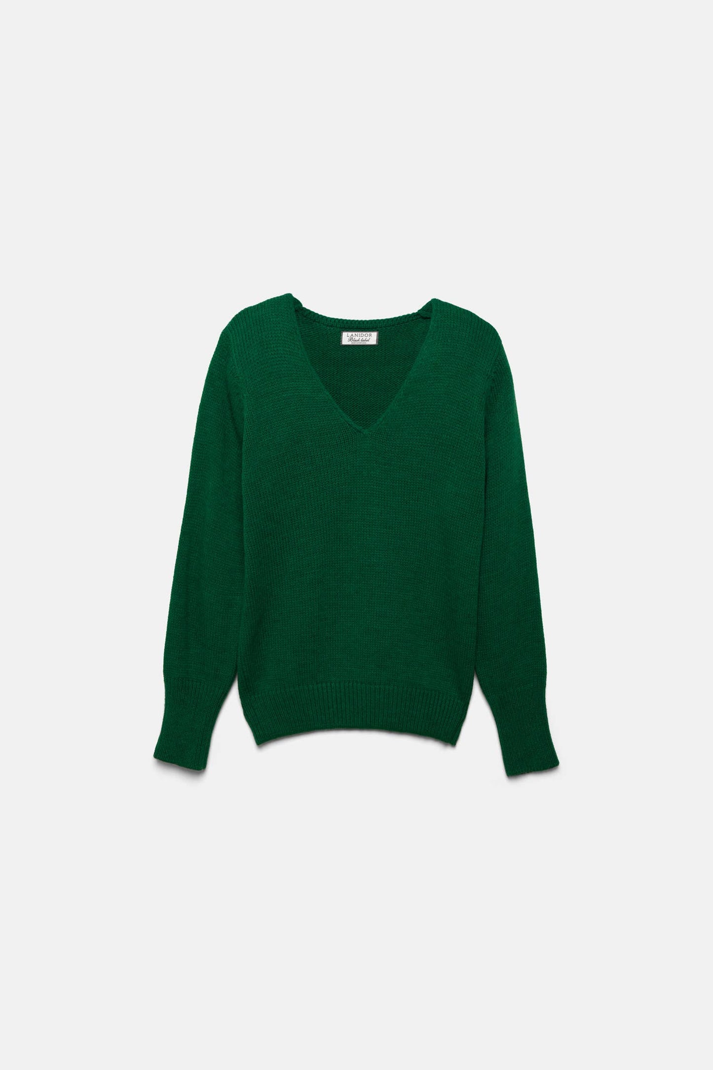 Maglione verde a maglia rasata con scollo a V