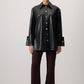 Camicia in ecopelle con polsini larghi