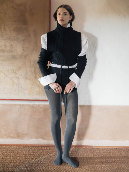 Scaldabraccia in lana merino extra fine con fasce lunghe