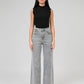 Jeans grigi con paillettes a vita alta