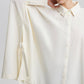 Camicia oversize asimmetrica in cotone con nastri