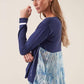 Maglia donna in viscosa bicolor con retro stampato