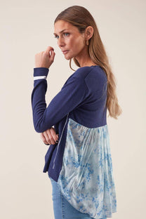 Maglia donna in viscosa bicolor con retro stampato