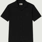 Camicia unisex in cotone piqué nera con logo ricamato