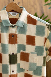 Abito camicia Loren a quadri ikat in cotone
