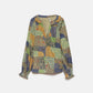 Blusa patchwork multicolor con scollo a V