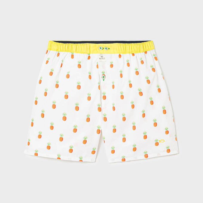 Boxer in cotone biologico con stampa ananas