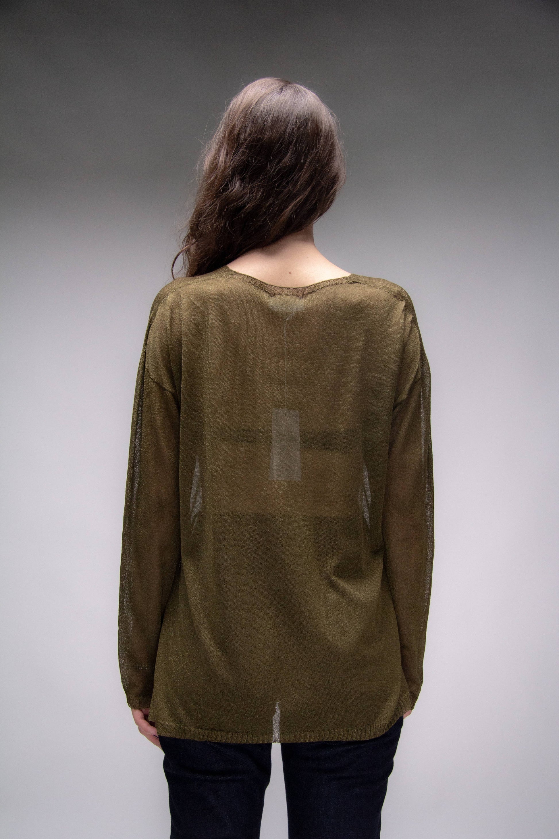 Maxi Maglia Scollo a V con Spacco Laterale in Maglia 3D