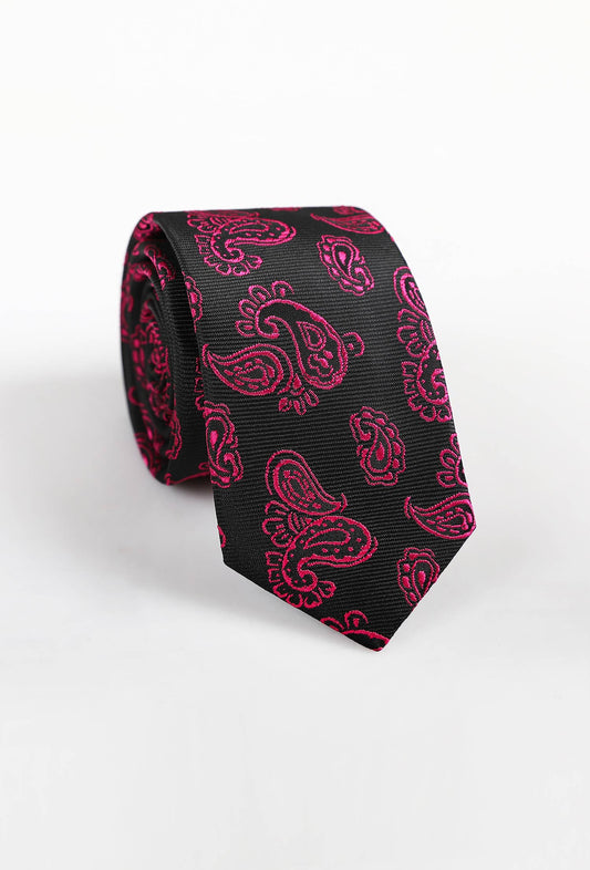 Cravatta fantasia paisley rosa