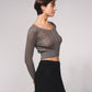Maglione corto all’uncinetto con lurex