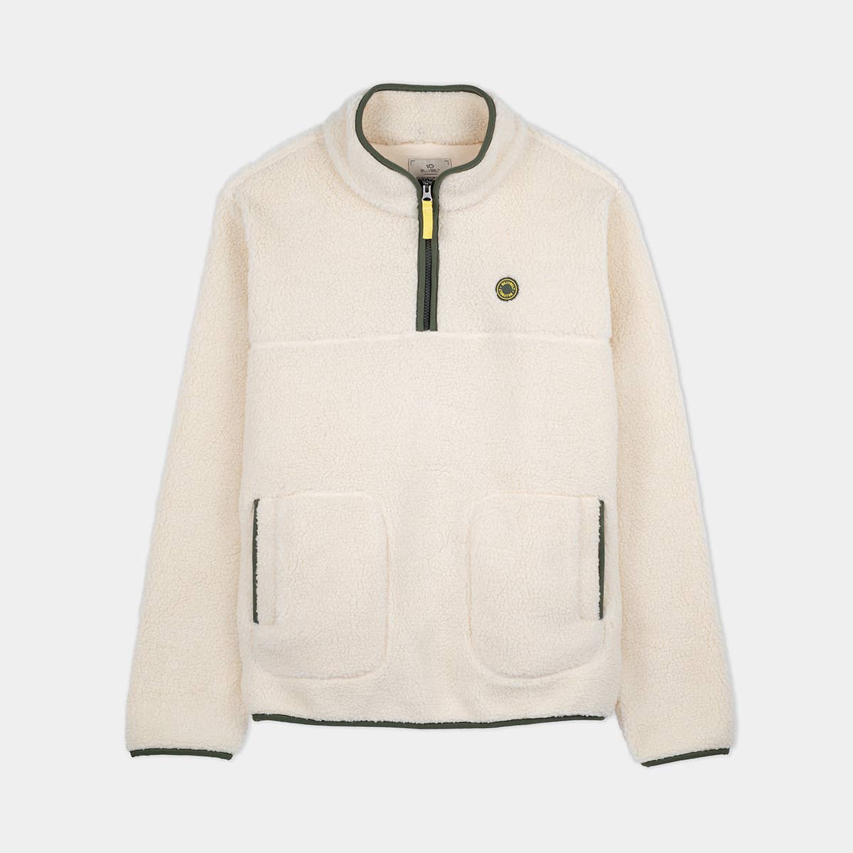 Felpa sherpa avorio con collo a zip
