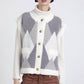 Gilet in maglia jacquard a rombi con bottoni
