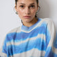Maglione oversize a righe morbido blu