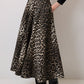 Gonna in gabardine con stampa leopardata