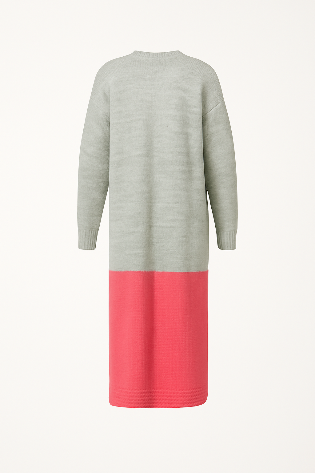 Cardigan lungo in maglia bicolore con tasche
