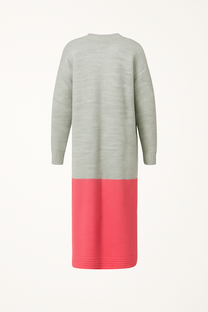 Cardigan lungo in maglia bicolore con tasche