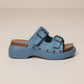 Sandali platform in denim con zeppa alta