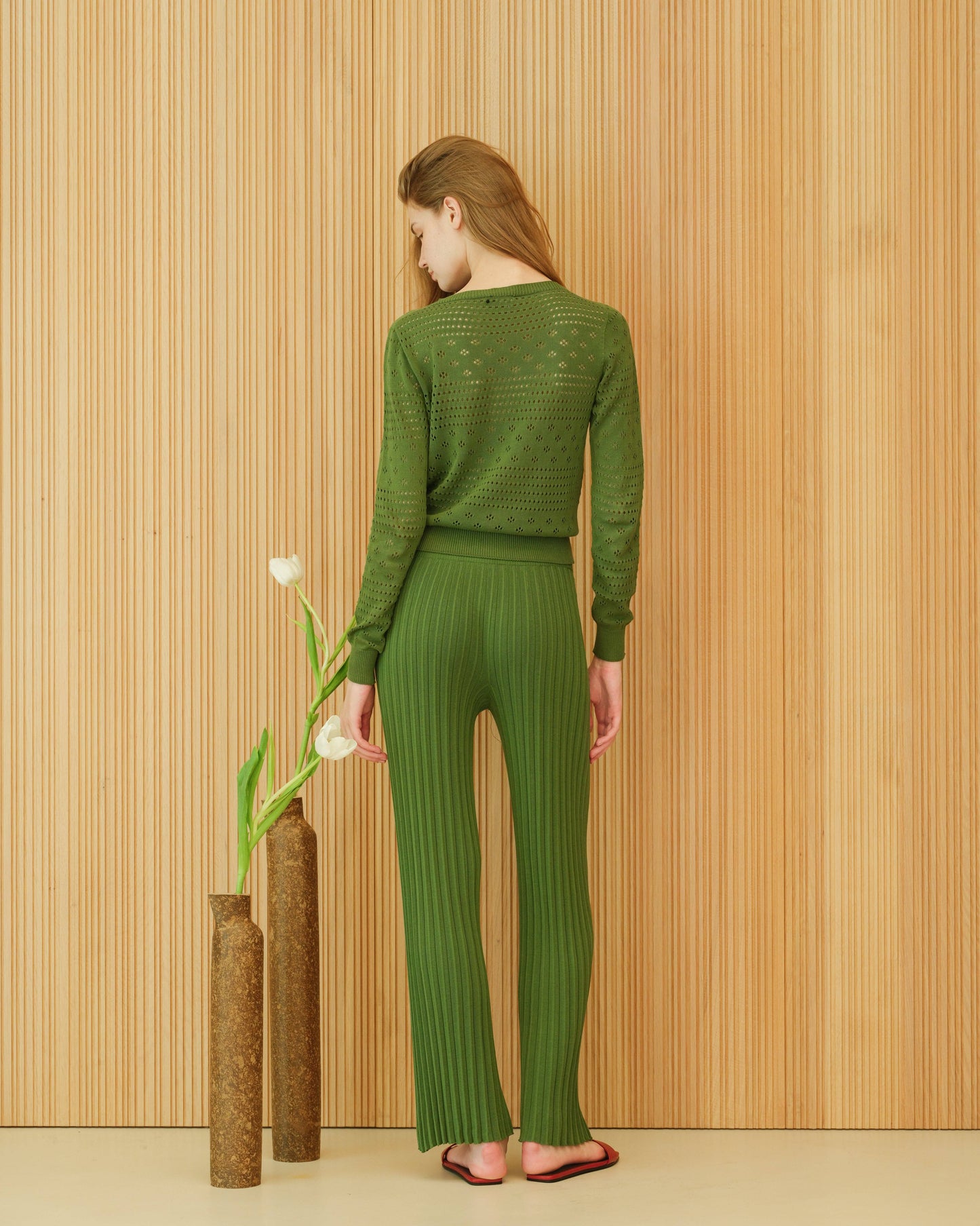 Maglione leggero in cotone con motivo pointelle