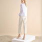 Pantaloni cropped in cotone con orlo smerlato effetto ricamato