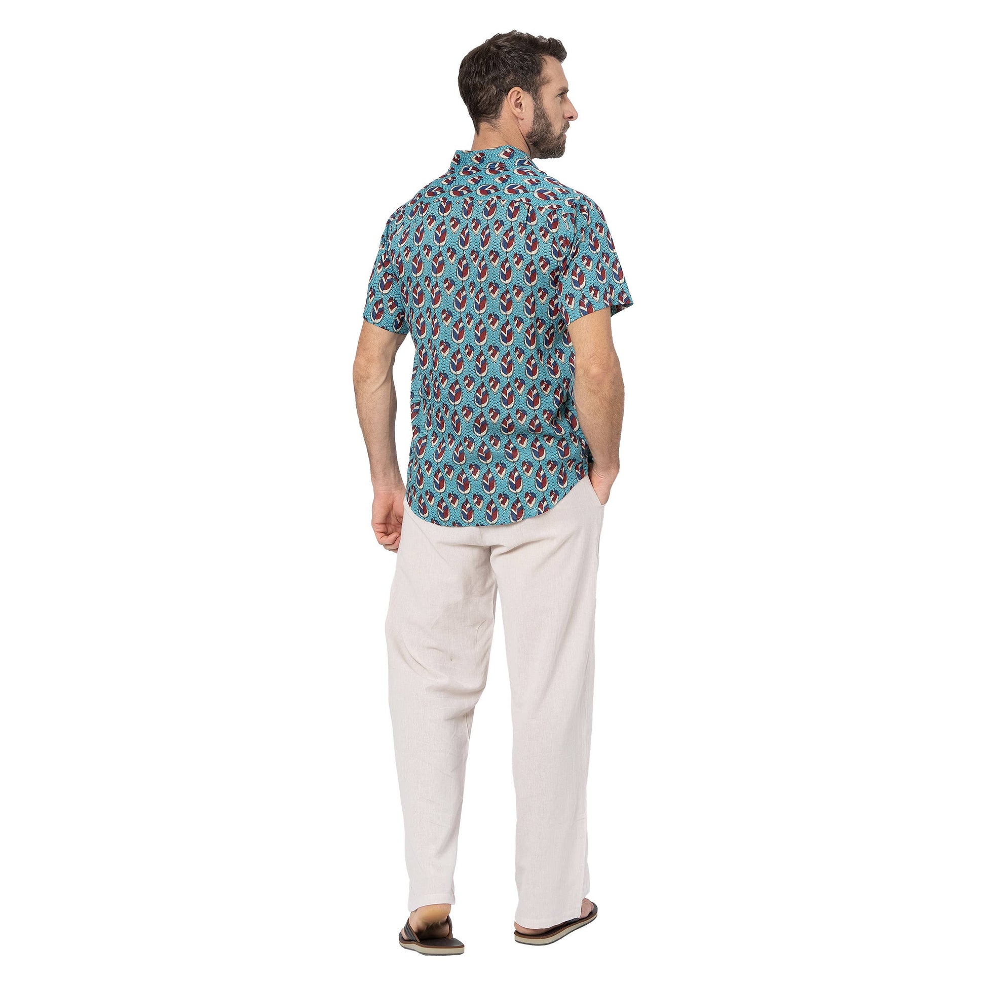 Camicia estiva uomo in voile di cotone a maniche corte