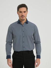 Camicia a righe comfort blu navy