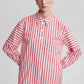 Camicia a righe rosse con bottoni a vista