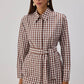 Camicia lunga a quadretti con cintura