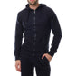 Felpa con cappuccio e zip in maglia piqué blu navy