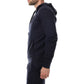 Felpa con cappuccio e zip in maglia piqué blu navy