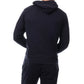 Felpa con cappuccio e zip in maglia piqué blu navy