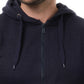 Felpa con cappuccio e zip in maglia piqué blu navy