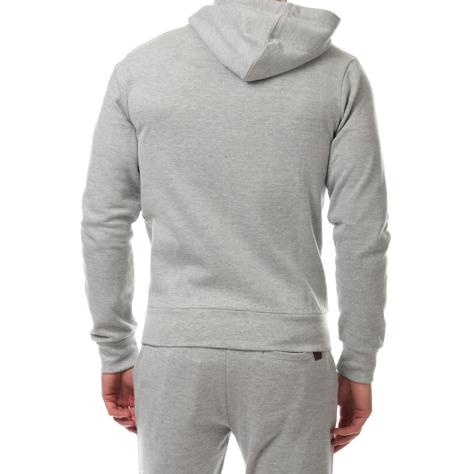 Felpa con cappuccio zip in piqué grigio