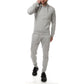 Felpa con cappuccio zip in piqué grigio