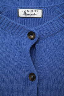 Cardigan in lana a maglia rasata con bottoni a contrasto