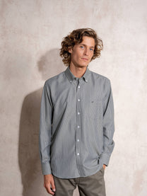 Camicia da uomo in cotone misto a microquadri
