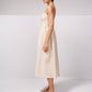 Abito midi in cotone con spalline sottili e schiena elastica