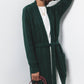 Cardigan in Maglia Strutturata con Cintura