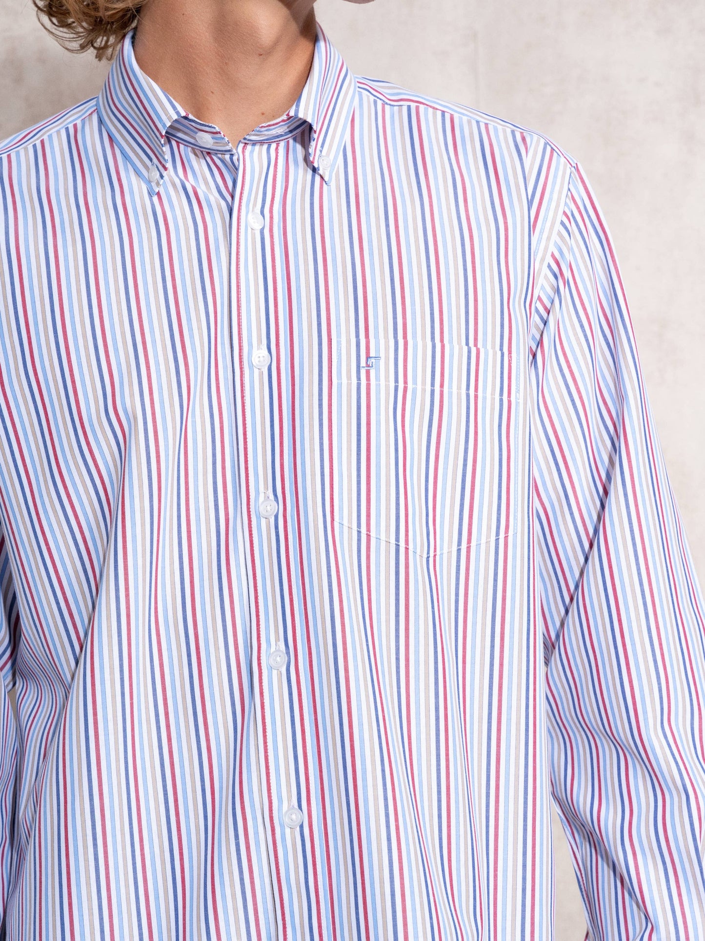 Camicia a righe multicolor da uomo in cotone e poliestere