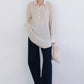 Tunica melange beige con colletto a camicia
