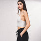 Top cropped all’uncinetto a triangolo