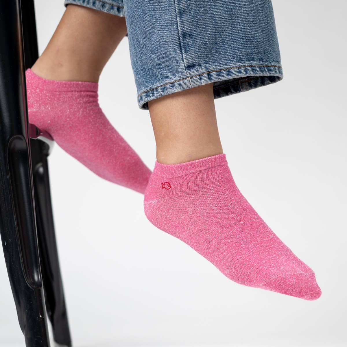 Calzini alla caviglia glitter rosa
