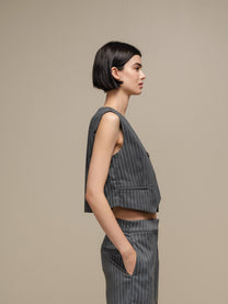 Gilet donna gessato grigio