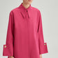 Camicia oversize in popeline fucsia con maxi polsini