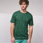 T-shirt basic in cotone con micro stampa e logo ricamato